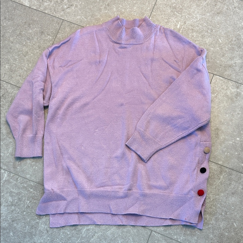Philosophy brand Lavender Turtleneck Sweater with Button Accents